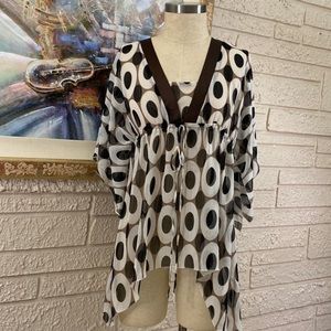 🌹Full Figure Sheer Asymmetric Hem Drawstring Waist Top